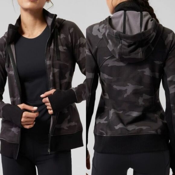 ATHLETA Triumph Printed Hoodie XS Camo Print Sweatshirt Jacket NEW - Picture 1 of 9